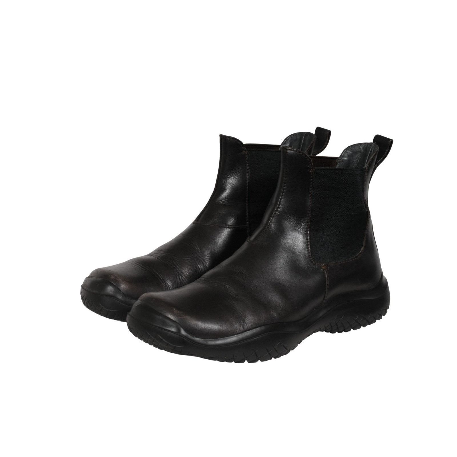 Prada Vintage Chelsea Boot Brown Leather Square Toe - 02618 Size US 10.5 / EU 43-44 - 7 Thumbnail