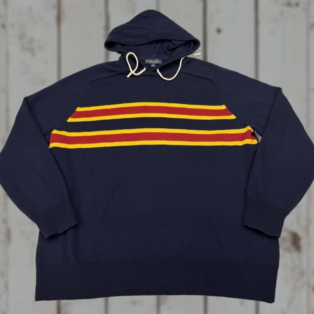 Brooks Brothers Brooks Brothers Sweater Mens XL Navy Blue Striped Merino Wool Hooded Pullover Size US XL / EU 56 / 4 - 1 Thumbnail
