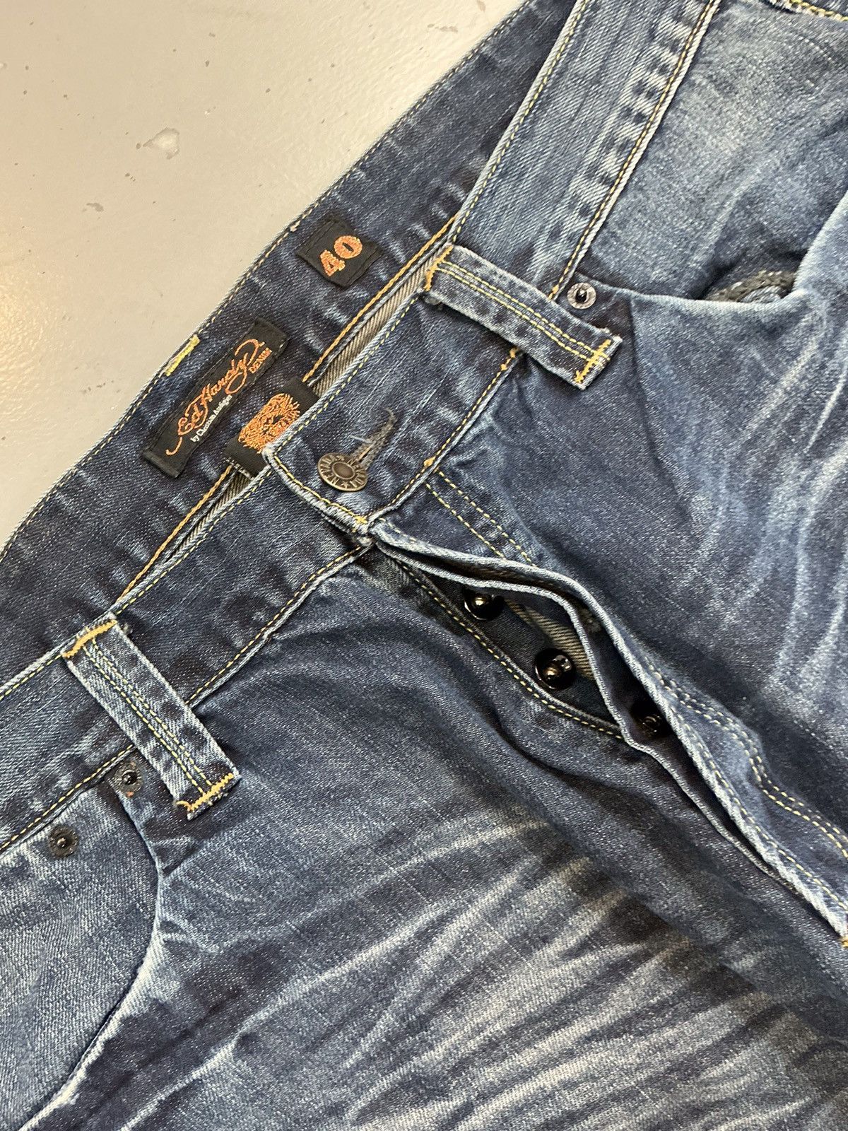 Ed Hardy × Vintage Vintage Edhardy loose fit big pocket distressed denim Size US 40 / EU 56 - 6 Thumbnail