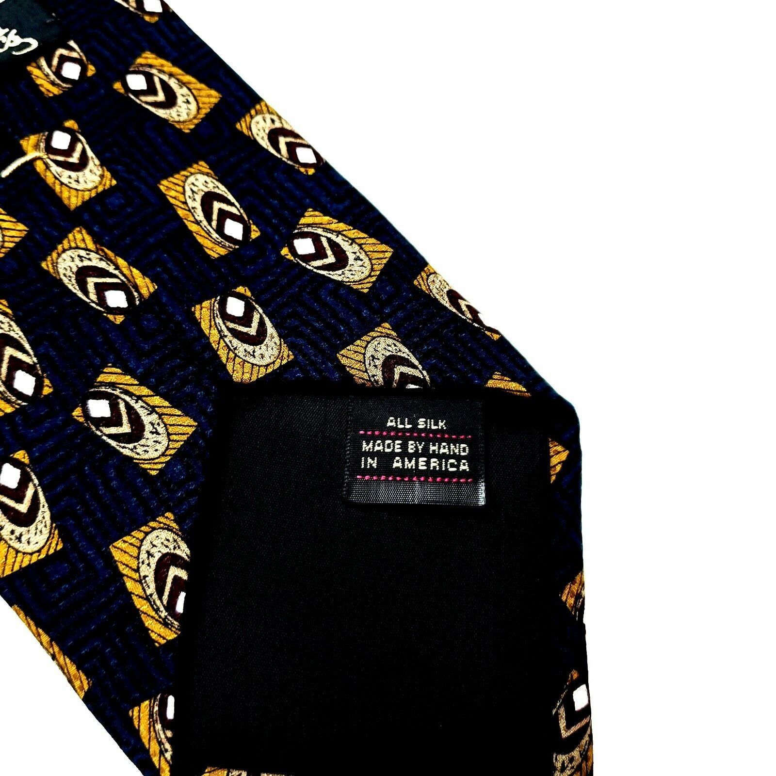 Vintage Ferrell Reed Silk Tie Print Blue Geometric Size ONE SIZE - 4 Thumbnail