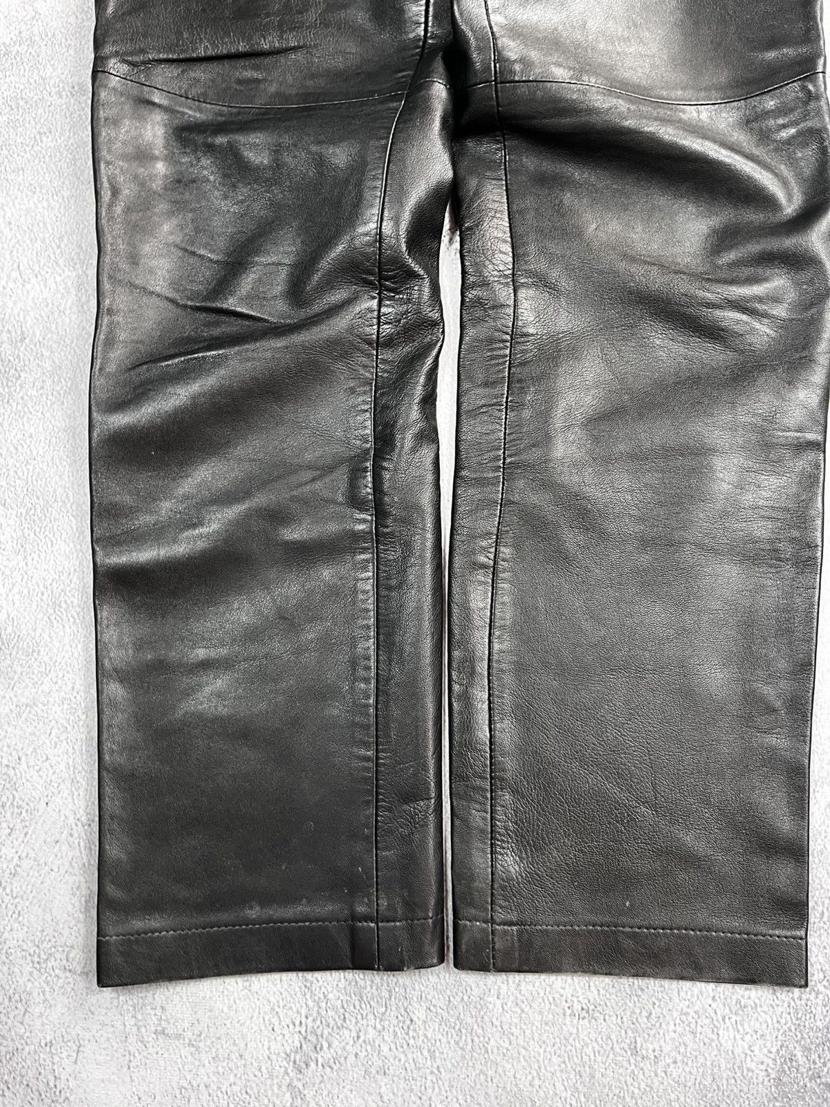 Genuine Leather × Leather × Vintage Vintage Y2K leather biker unisex pants avant garde opium Size US 30 / EU 46 - 3 Thumbnail