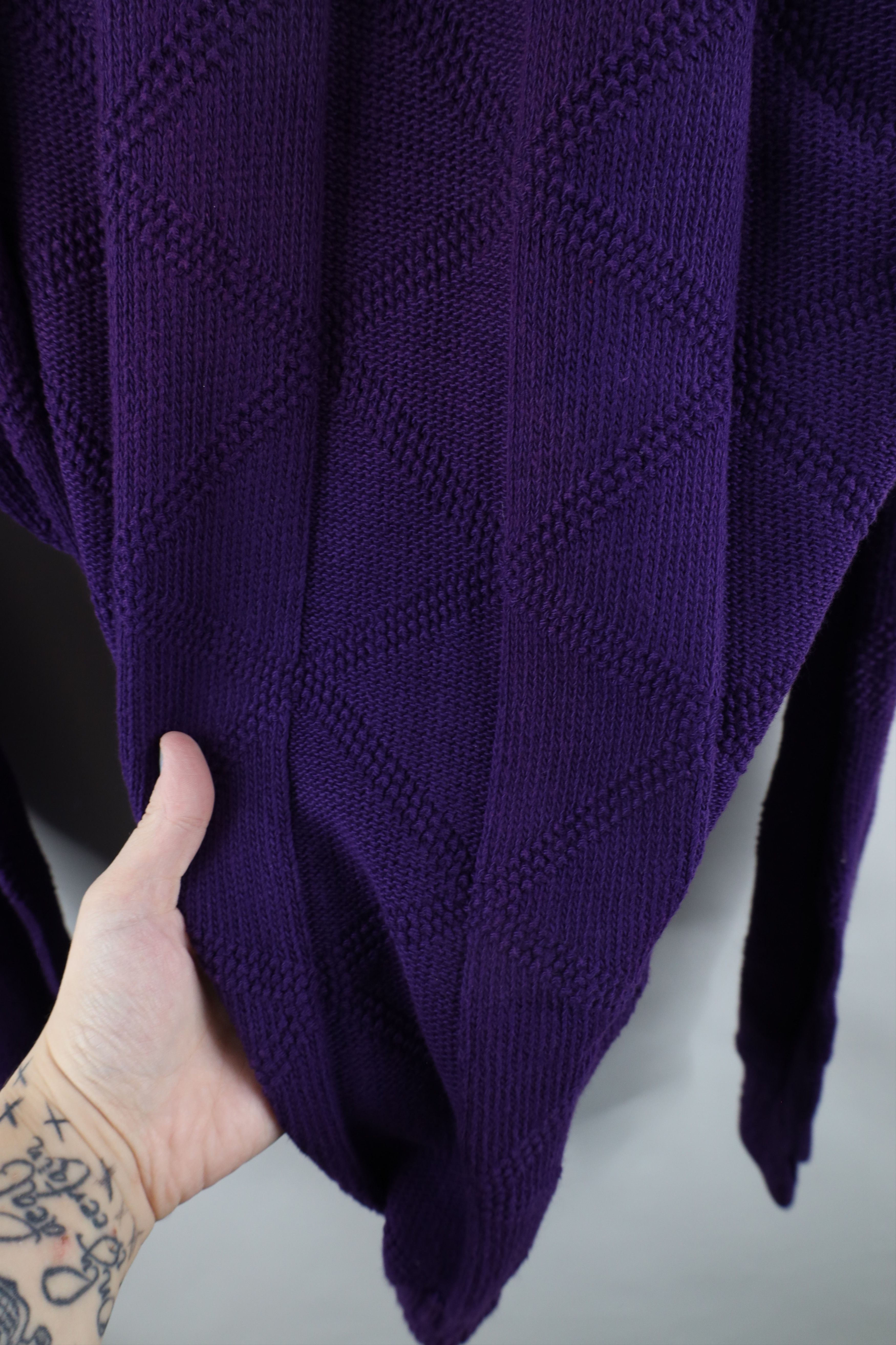 Vintage Vintage 90s Streetwear Faded Ribbed Knit Sweater Purple USA Size US XL / EU 56 / 4 - 5 Thumbnail