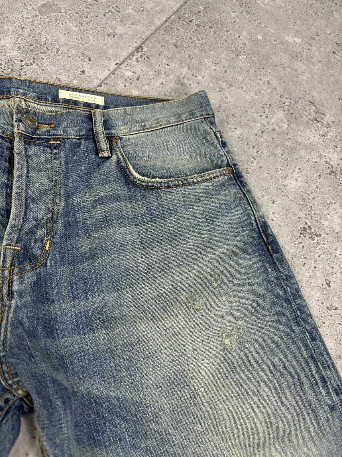 Allsaints × Japanese Brand All Saints Distressed Faded Knee Denim Jeans Pants 00s Y2K Size US 32 / EU 48 - 7 Thumbnail