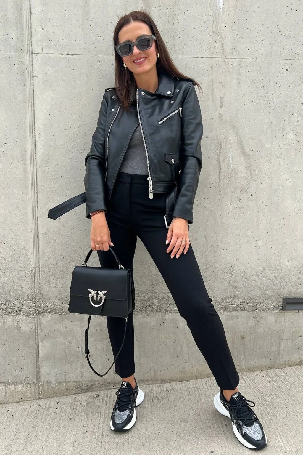 Pinko o1s22i1n0824 Nappa Leather Biker Jacket in Black Size M / US 6-8 / IT 42-44 - 5 Thumbnail