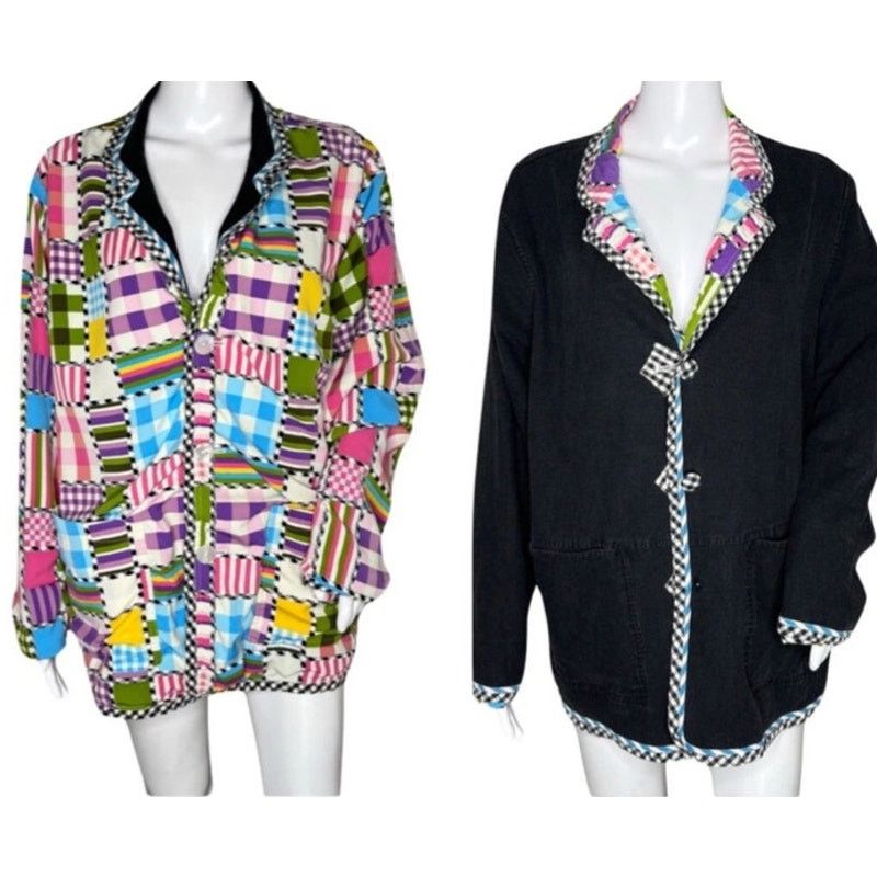 Vintage Vintage Y2K Koos of Course Jacket Womens 1X Black Reversible Size XL / US 12-14 / IT 48-50 - 1 Thumbnail