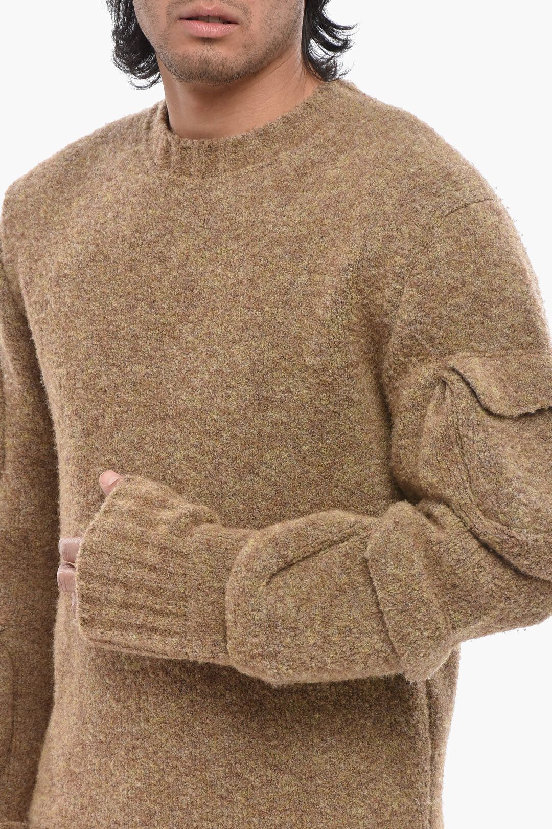 Off-White og1mm0526 Wool-Blend Bouclé Sweater in Beige Size US L / EU 52-54 / 3 - 3 Thumbnail