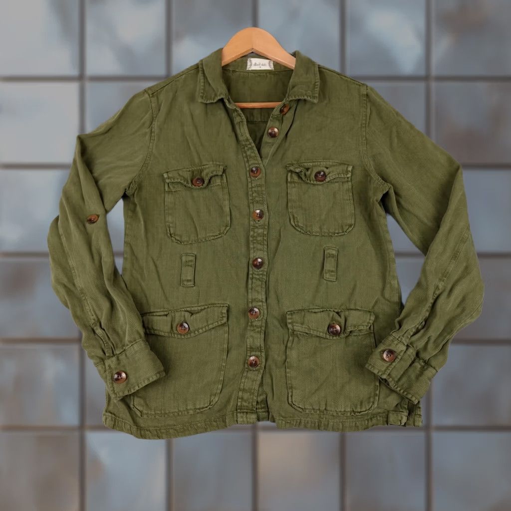 Vintage Altar'd State Jacket Womens M Green Shacket Lyocell Button Up Utility Pockets Fall Spring Winter Basic Jacket Mens Womens Girls Boys Size M / US 6-8 / IT 42-44 - 1 Thumbnail