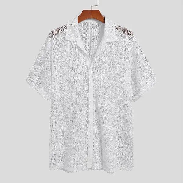 VIBE Mesh See Through Lapel Sexy Short Sleeve streetwear y2k Size US M / EU 48-50 / 2 - 4 Thumbnail