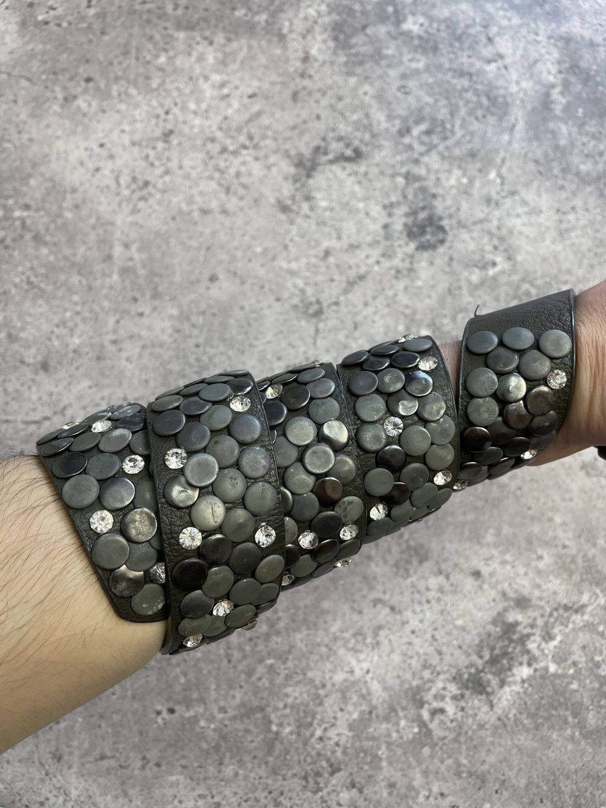 Diesel × Hysteric Glamour × Japanese Brand Vintage Leather Belt Y2K Rhinestones Punk Size 34/36 Size 32 - 4 Thumbnail