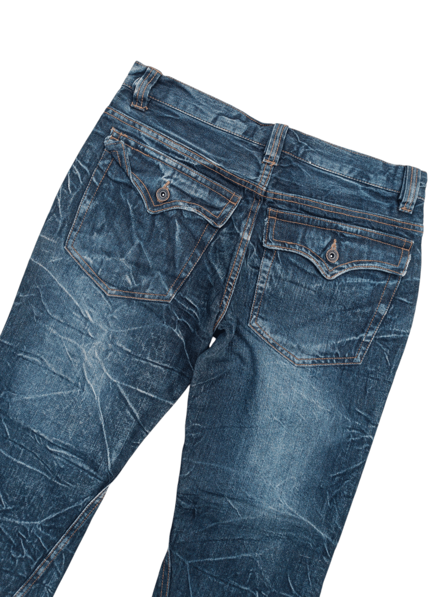 Japanese Brand FLARED NYLAUS WHISKERS JEANS VERY RARE Size US 31 - 4 Thumbnail