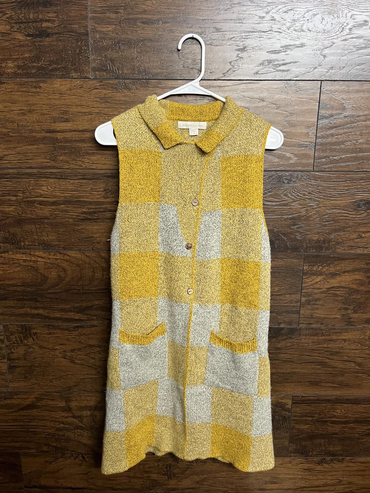 Designer Monteau LA Sleaveless Long Vest Butter Yellow Plaid - S Size S / US 4 / IT 40 - 1 Thumbnail