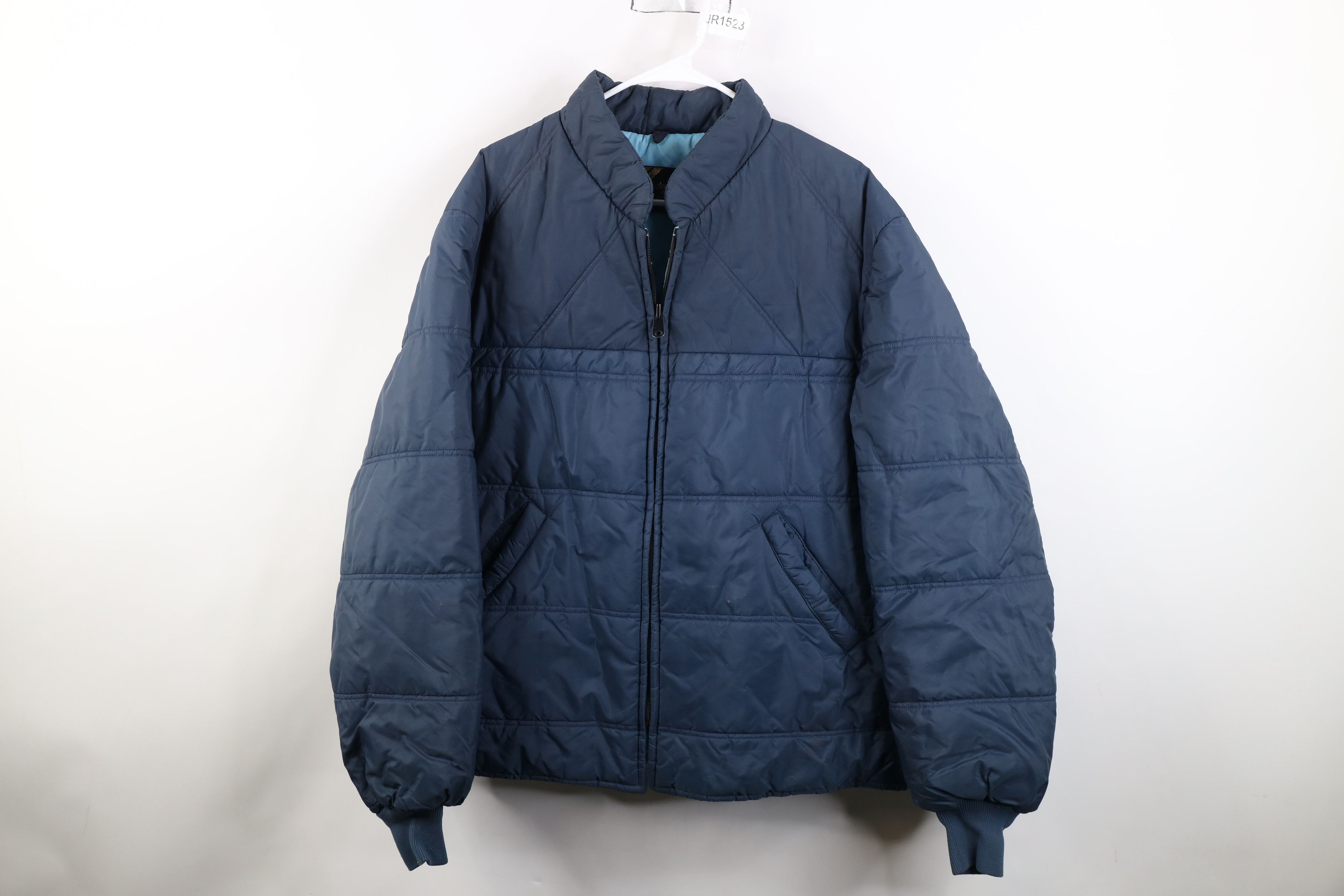 Vintage Vintage 70s Streetwear Full Zip Puffer Jacket Navy Blue Size US XL / EU 56 / 4 - 1 Thumbnail