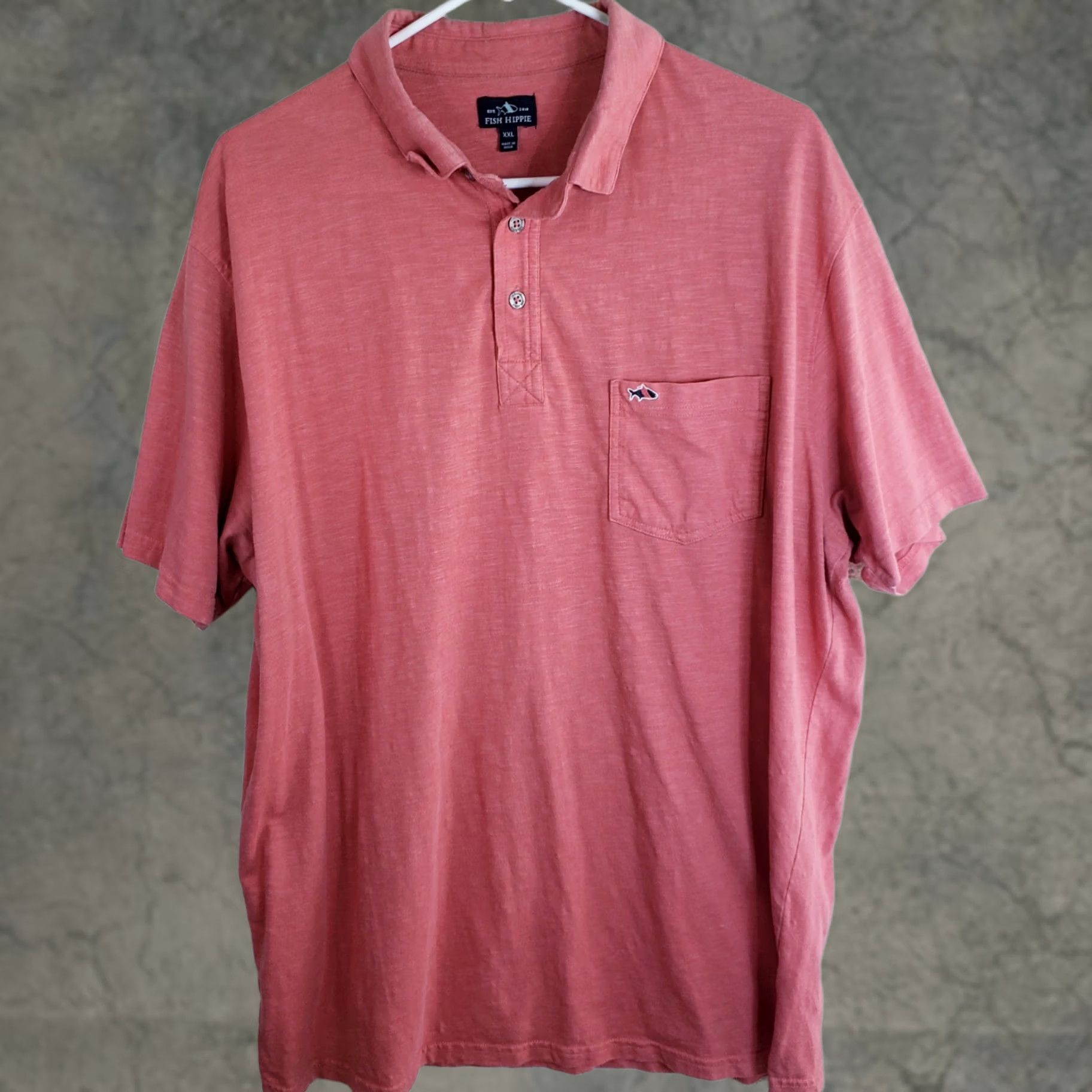 Vintage Fish Hippie Striped Golf Polo Shirt SSleeve Pima Stretch Mens XXL Pink Heathered Size US XXL / EU 58 / 5 - 1 Thumbnail