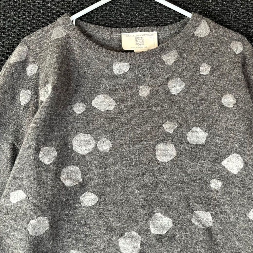 Anne Klein VINTAGE Anne Klein Sweater Gray 100% Wool Polka Dot Womens Medium Size M / US 6-8 / IT 42-44 - 2 Thumbnail