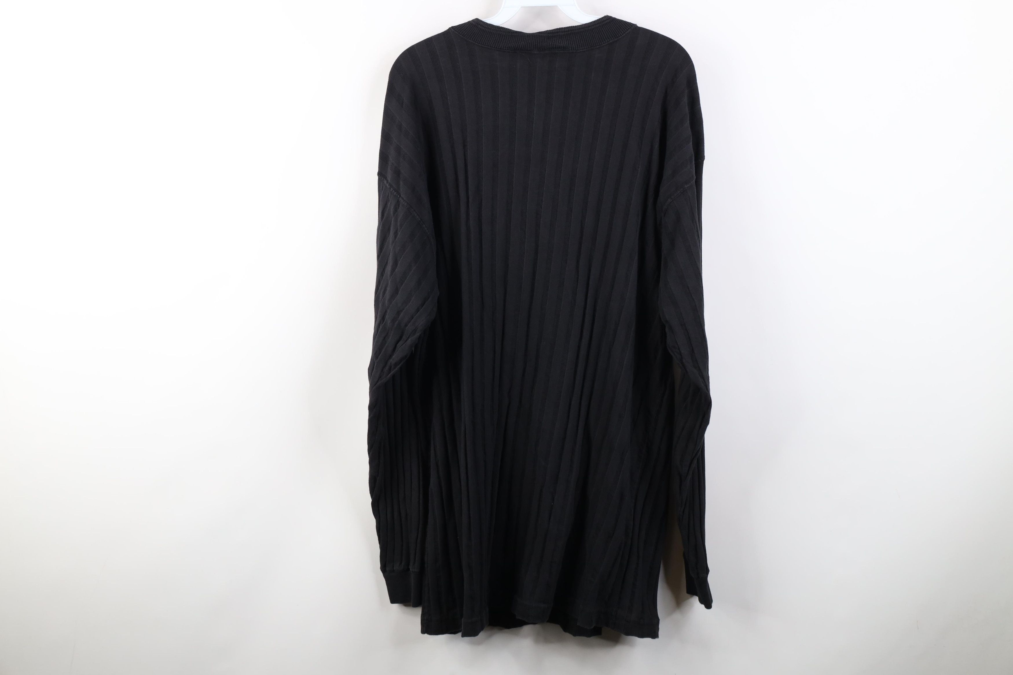 Vintage Vintage 90s Streetwear Ribbed Knit Henley T-Shirt Black Size US XL / EU 56 / 4 - 9 Thumbnail