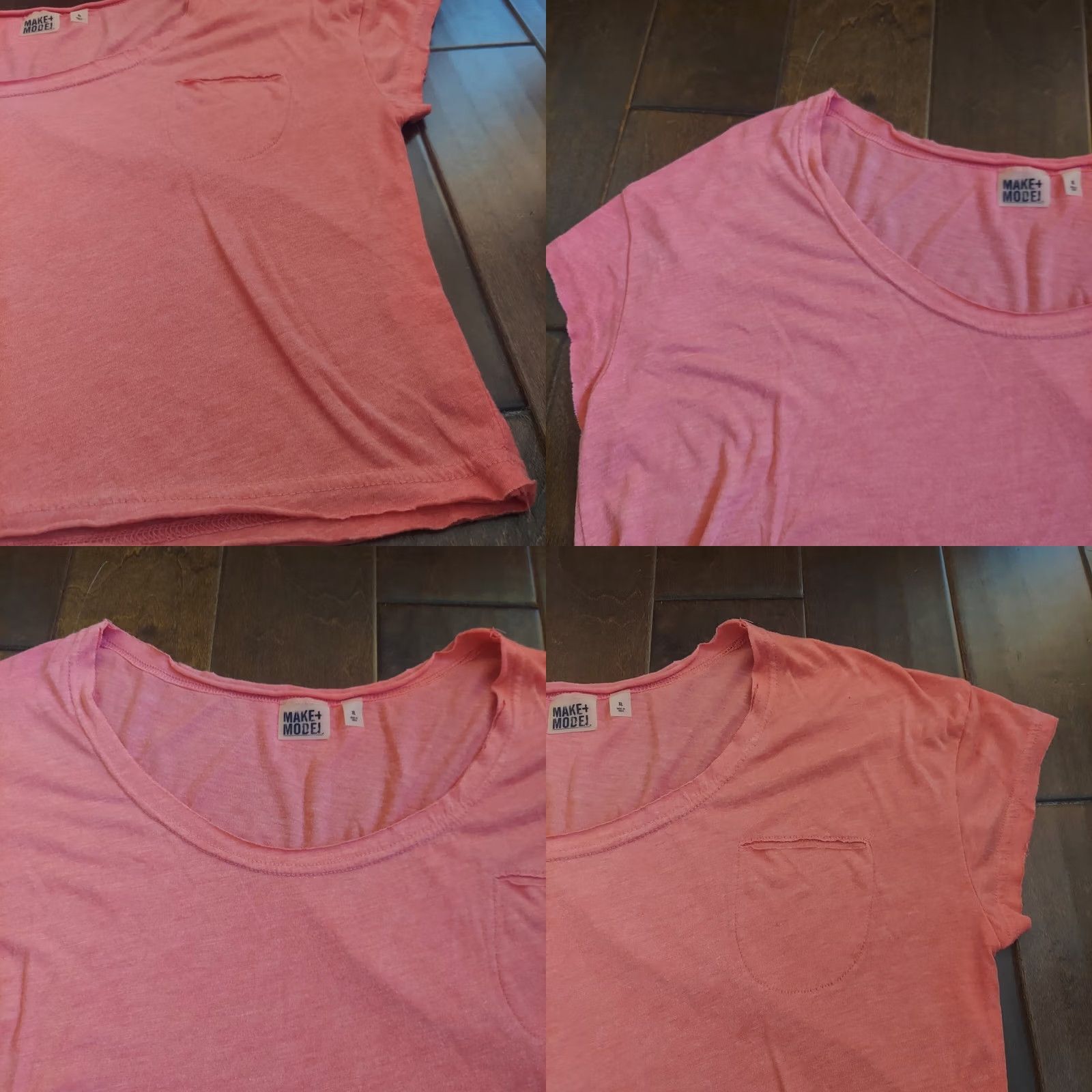 Pinko Make + Model Women's Pink Short Sleeve Pocket Shirt XL T-Shirt, Plus Size, Basic, Round Neck, Polyester Viscose, Pockets, Pink, Women Size XL / US 12-14 / IT 48-50 - 8 Thumbnail