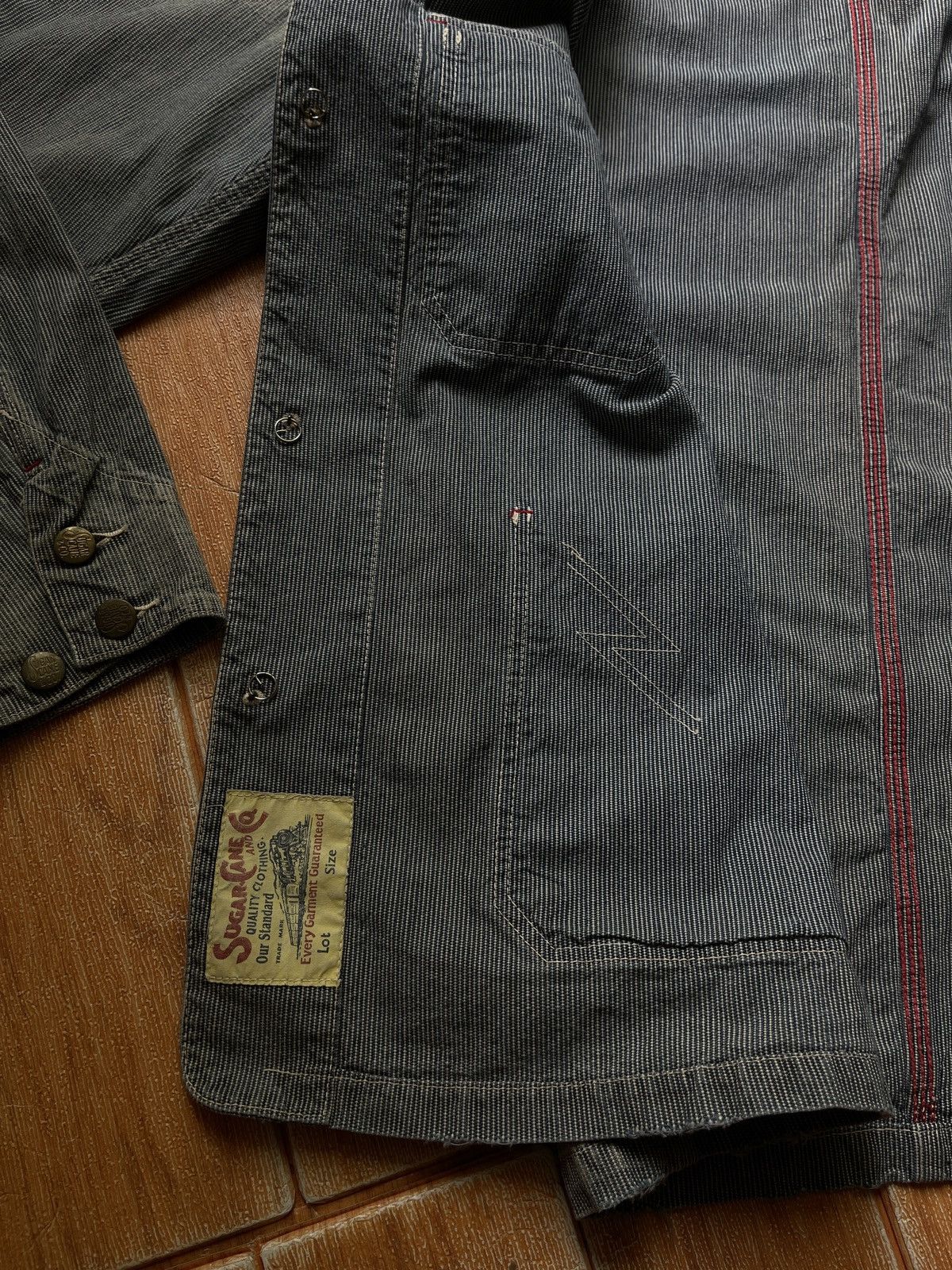 Sugar Cane × Vintage ❌S O L D❌90s Sugar Cane Hickory Stripe good Aging & fading Size US S / EU 44-46 / 1 - 11 Thumbnail