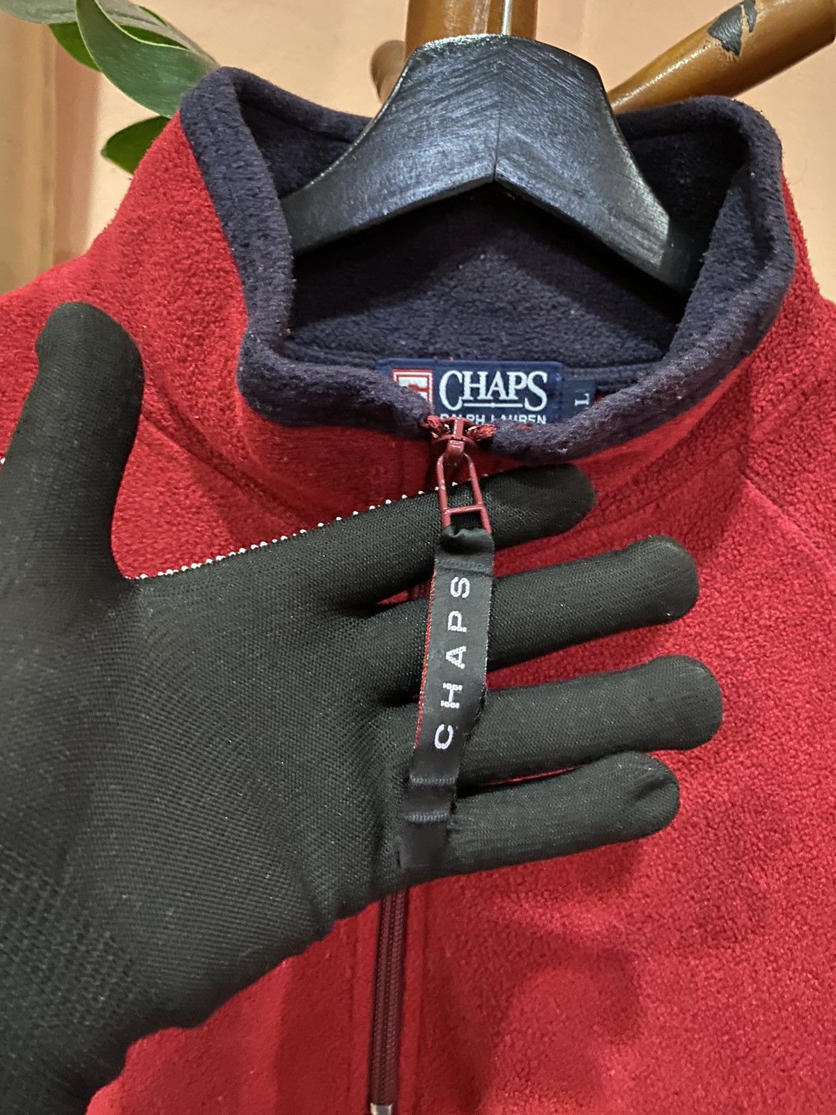 Chaps Ralph Lauren Vintage CHAPS Ralph Lauren Red Fleece Pullover Jacket Size US L / EU 52-54 / 3 - 6 Thumbnail