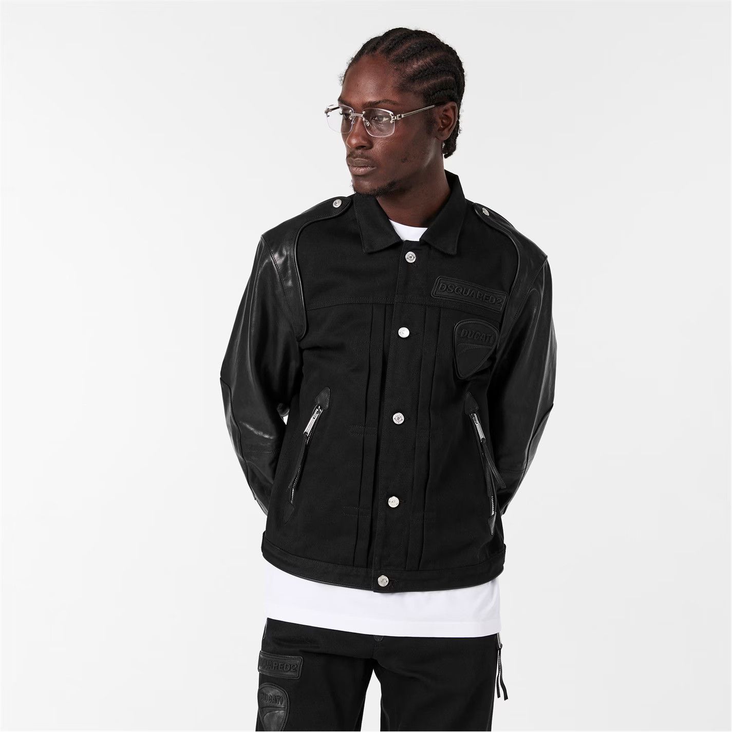 Dsquared2 o1g2r1mq0426 Leather Slim Fit Jacket in Black Size US L / EU 52-54 / 3 - 3 Thumbnail