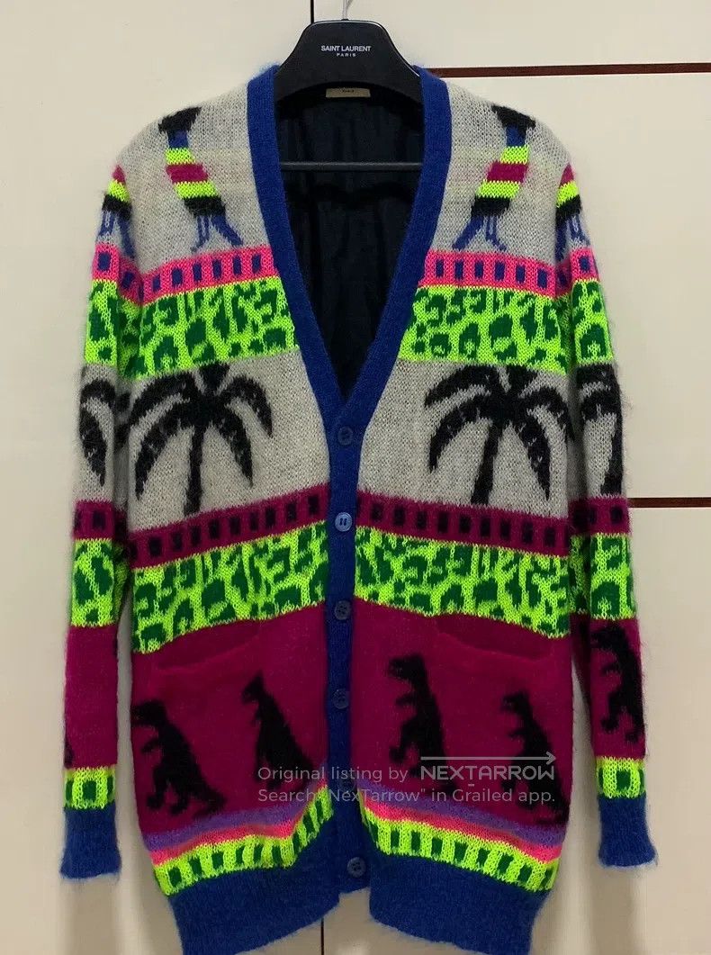 Saint Laurent Paris Saint Laurent Paris Silk Cashmere Open Cardigan with Dinos Size US XS / EU 42 / 0 - 1 Thumbnail