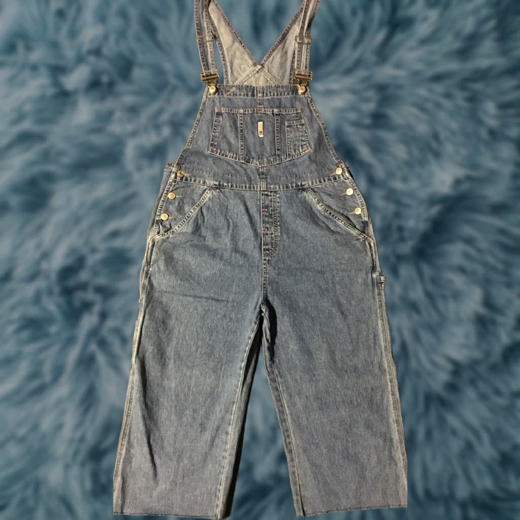 Vintage VINTAGE Squeeze Jeans Overalls Shirt Womens Large Blue 90s Hip Hop Grunge 80s 90s NYC Retro Cutoff Distressed Logo Pattern Striped Knack Size 36" / US 14 / IT 50 - 1 Thumbnail