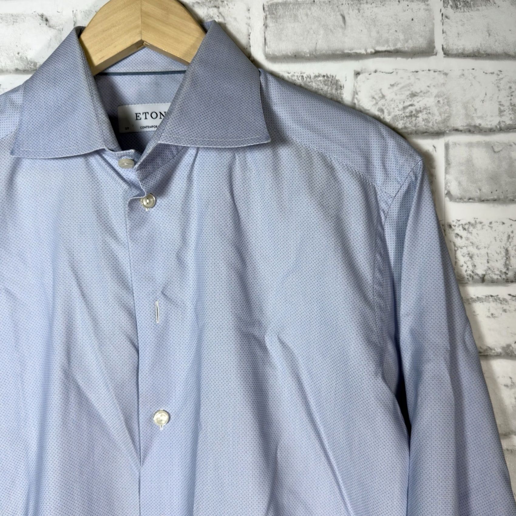 Eton Eton Shirt Mens Long Sleeve Button-Down Blue 15.5 Regular Size Mens Clothing Collection Size US L / EU 52-54 / 3 - 2 Thumbnail