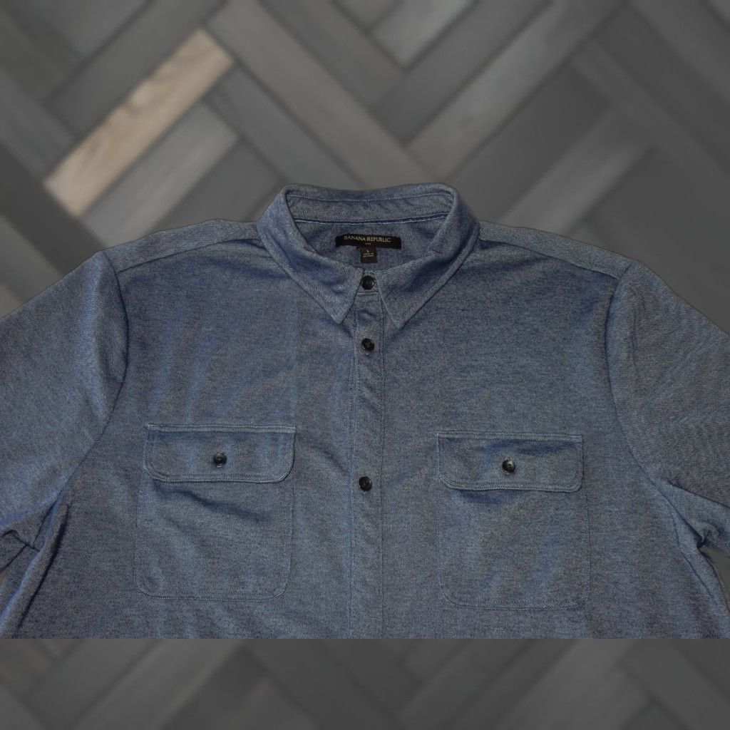 Banana Republic BANANA REPUBLIC Men's Short Sleeve Button-Up Shirt Size L Blue Size US L / EU 52-54 / 3 - 1 Thumbnail