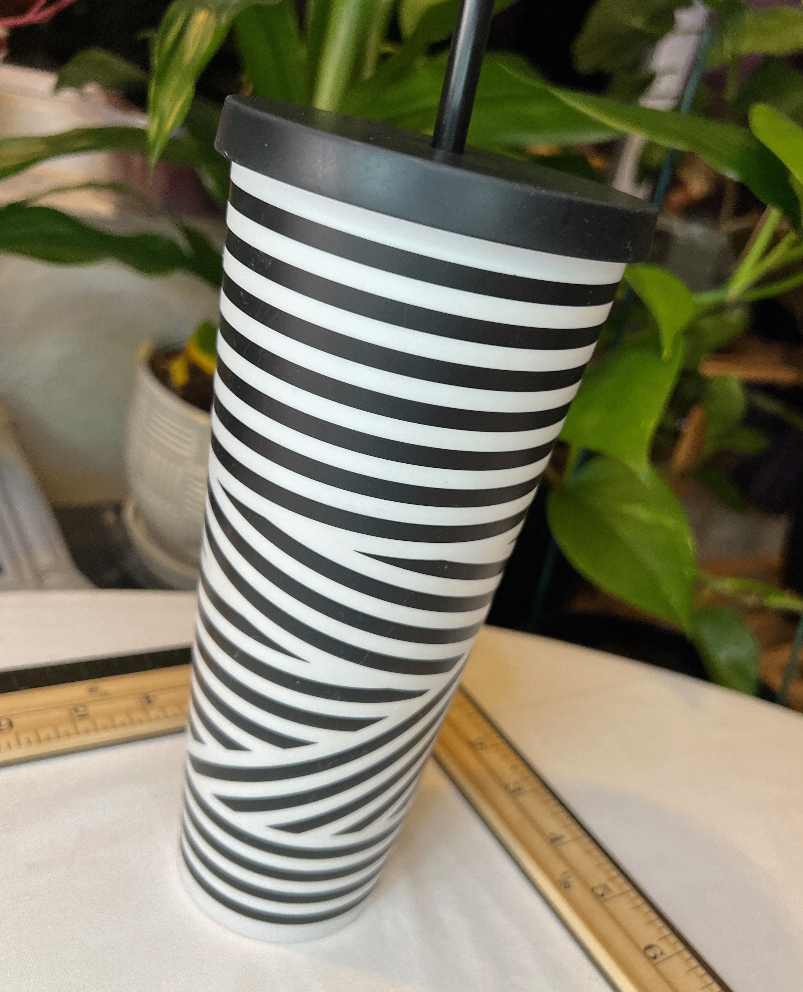 Designer Starbucks Coffee RARE Zebra Print Tumbler w/Lid and Straw Size ONE SIZE - 3 Thumbnail