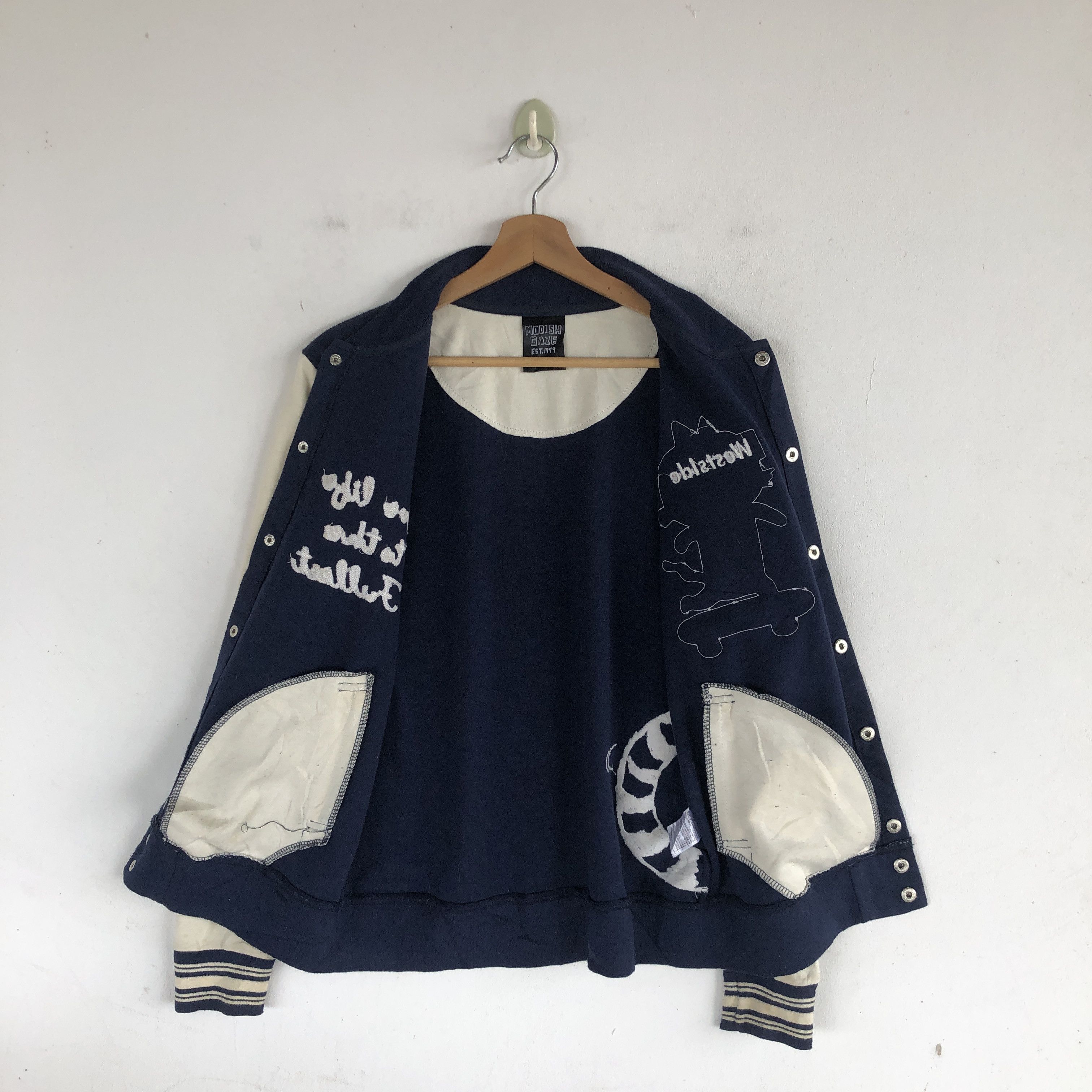 Japanese Brand × Vintage Vintage Modish Gaze Varsity Sweater Japanese Sweatshirt Size XS / US 0-2 / IT 36-38 - 7 Thumbnail