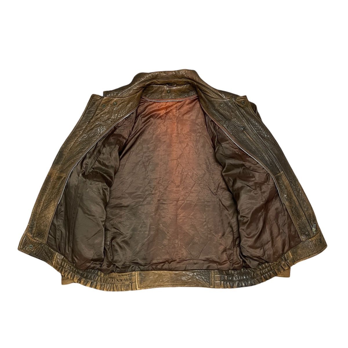 Vintage Vintage 90s Distressed Brown Sheep Leather A-2 Bomber Jacket Size US L / EU 52-54 / 3 - 21 Thumbnail