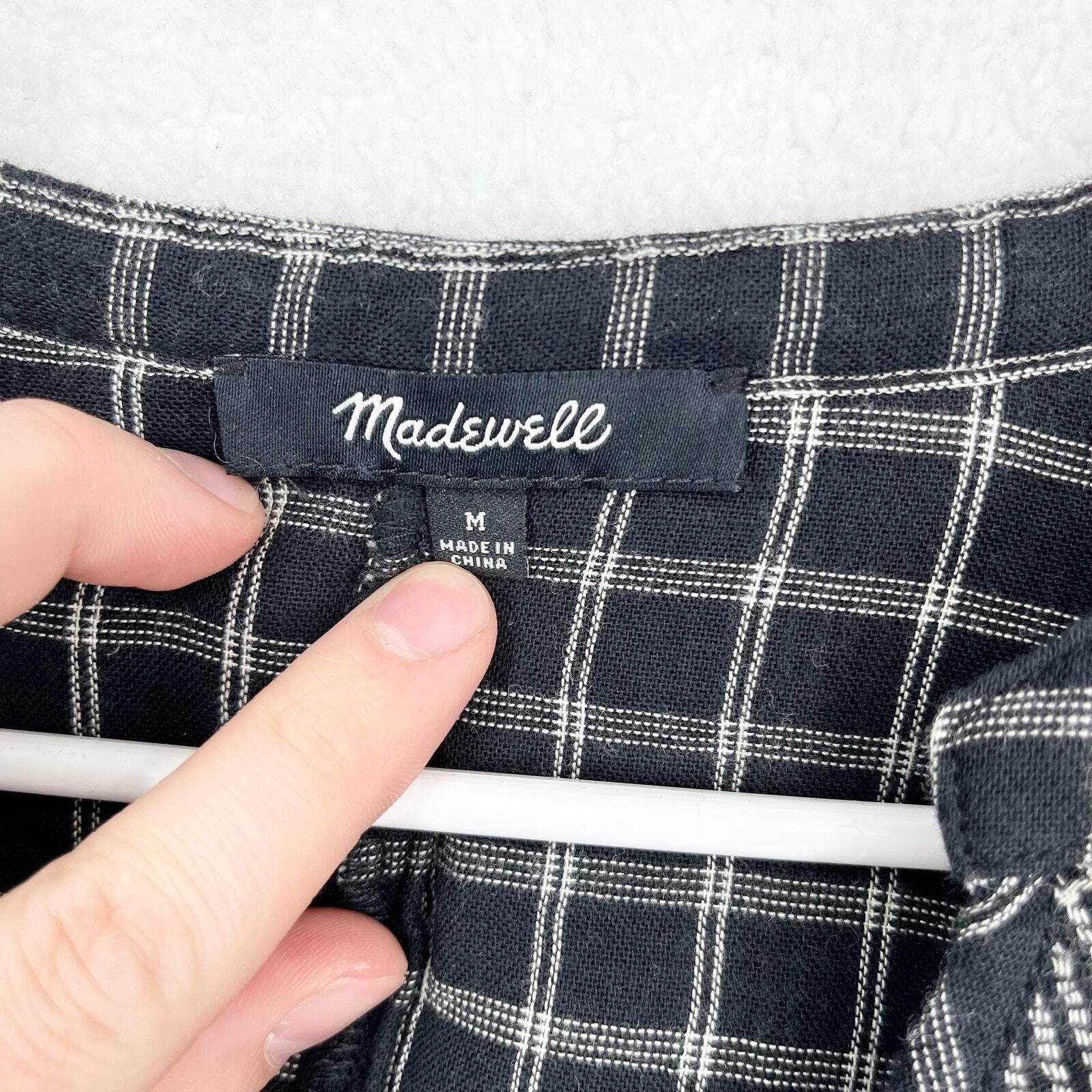 Madewell Madewell Navy Plaid Long Sleeve Casual Blouse Size Medium Size M / US 6-8 / IT 42-44 - 2 Thumbnail