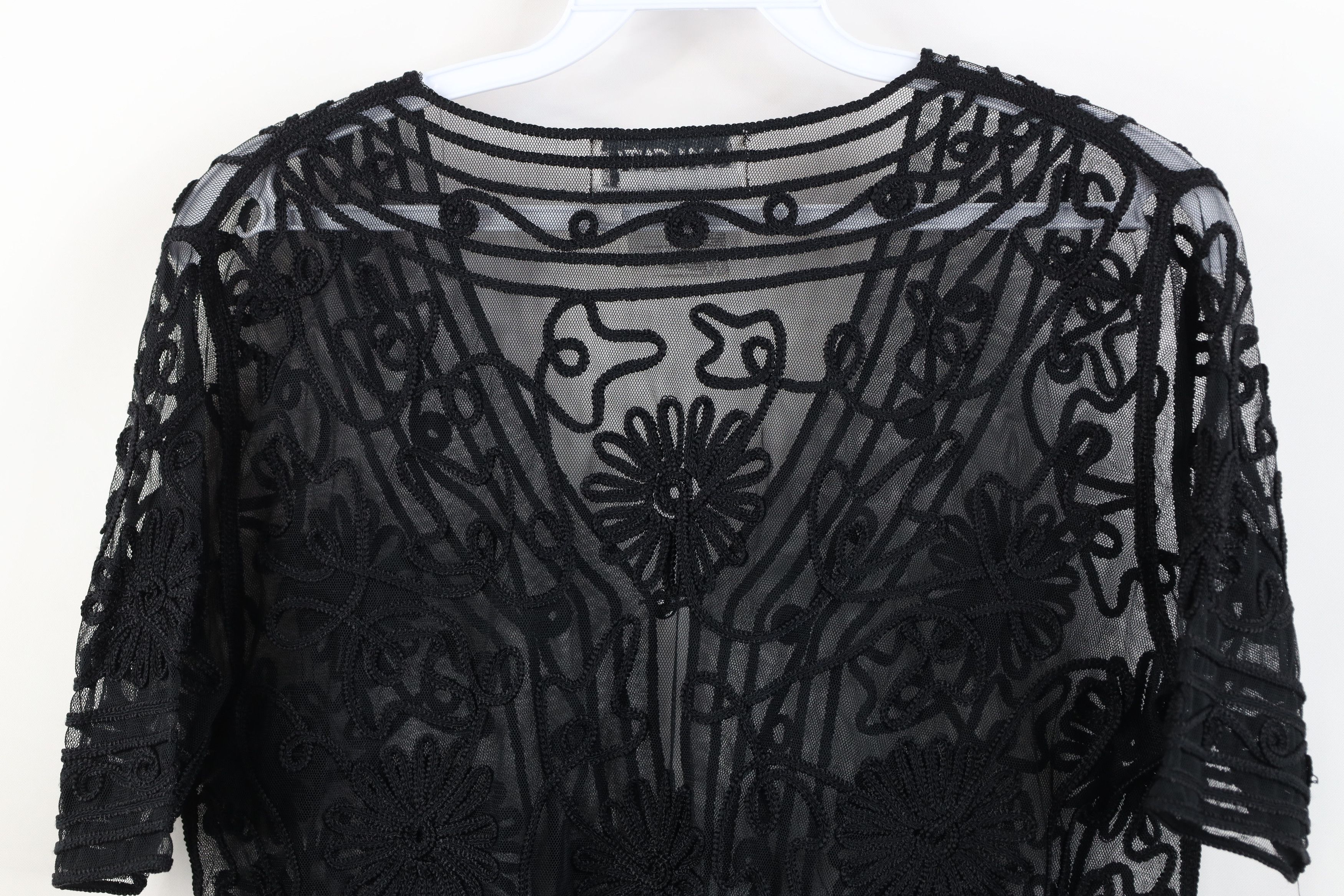 Vintage Vintage 90s Y2K Babydoll Flower Button Cardigan Shirt Black Size S / US 4 / IT 40 - 10 Thumbnail