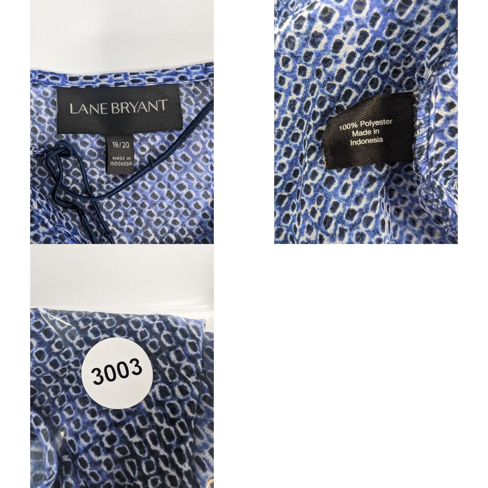 Vintage Lane Bryant Blouse Tunic Shirt Women’s Blue Sheer Long Sleeve Size 18/20 Blouse/Top/V-Neck, Polyester, Chiffon, Plus, Womens Size XXL / US 16-18 / IT 52-54 - 8 Thumbnail
