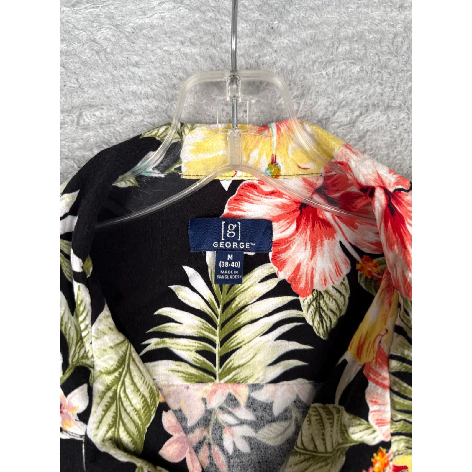George George Hawaiian Shirt Mens M Black Floral Palm Leaf Button-Up Size US M / EU 48-50 / 2 - 7 Thumbnail