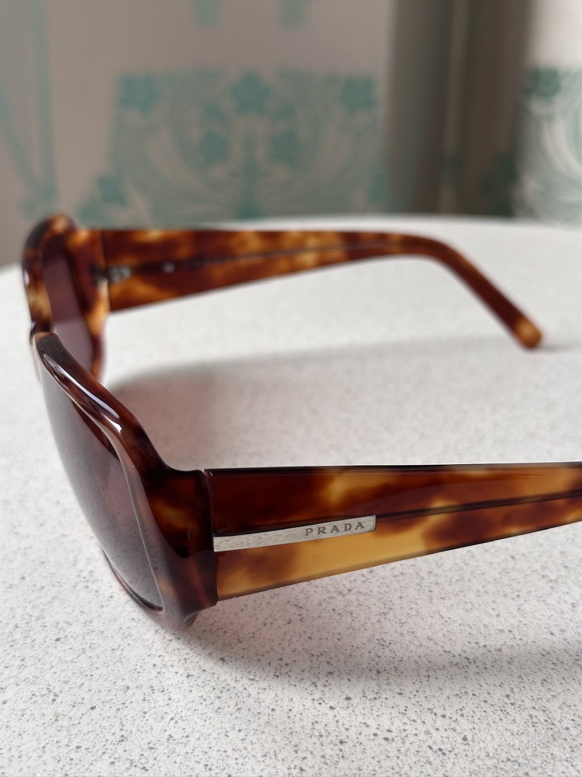 Prada Vintage Prada Logo Brown Square Turtle Sunglasses Spr 14H Size ONE SIZE - 5 Thumbnail