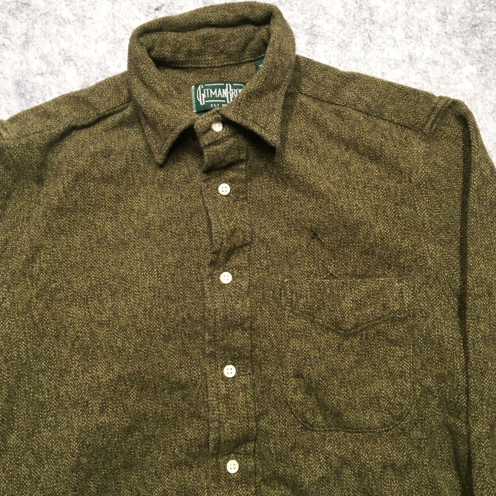 Vintage Gitman Bros Shirt Mens Small S Green Herringbone Long Sleeve Button Up USA Made Size US S / EU 44-46 / 1 - 3 Thumbnail