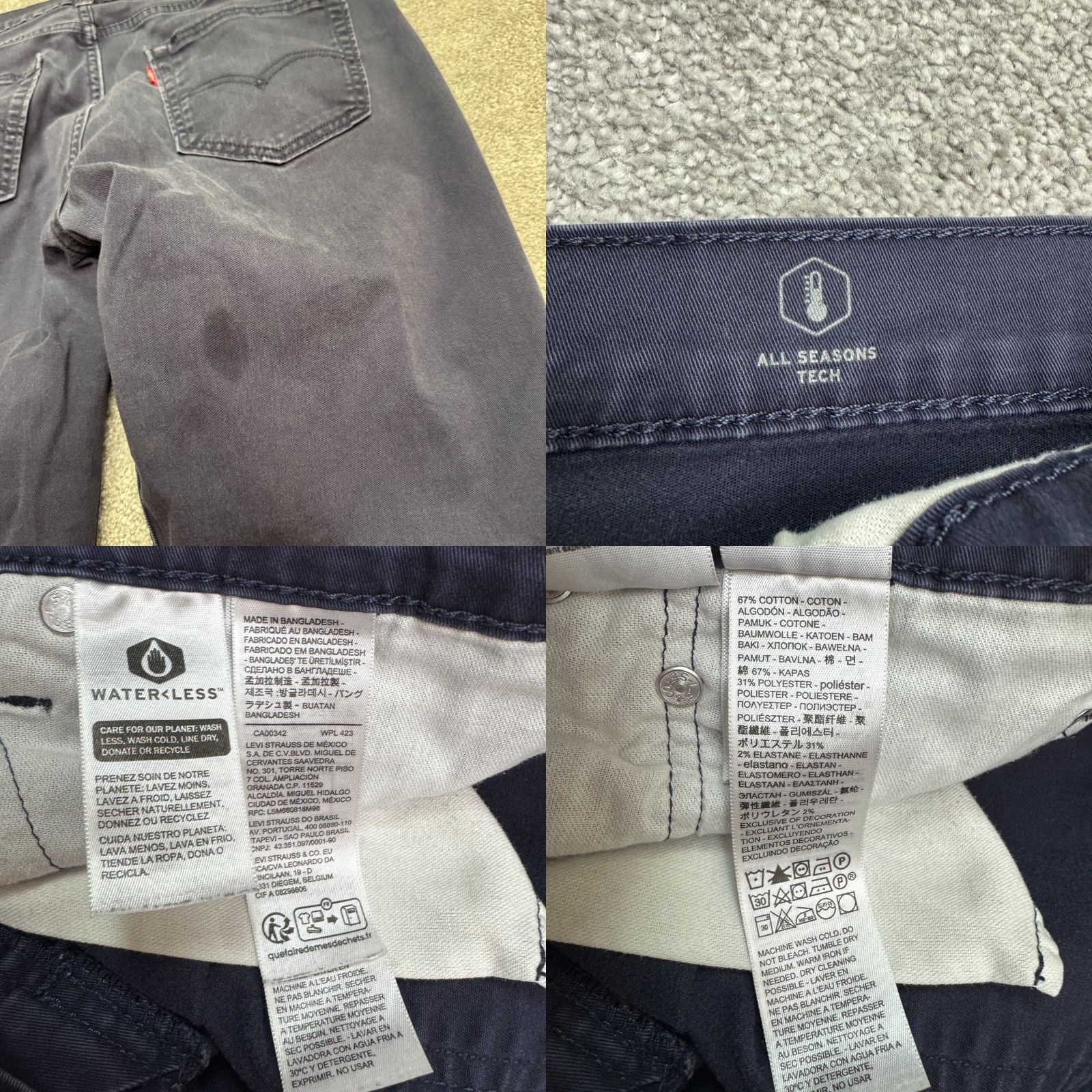 Levi's Levi's 511 Slim Chino Pants Mens 34x29 Navy Blue All Seasons Stretch Comfort Casual Workwear Trousers Size US 34 / EU 50 - 8 Thumbnail
