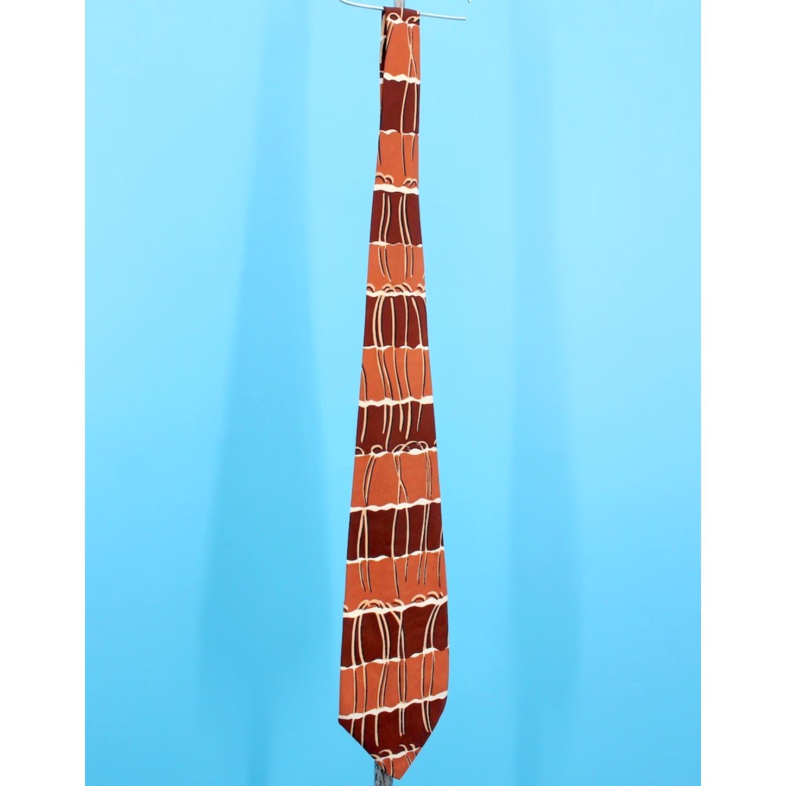 Vintage VTG Men's 1940s Orange & Brown Striped Necktie 40s Signet Tie Shirt Neck Tie Vintage 1940s Mens Signet Tie Size ONE SIZE - 3 Thumbnail