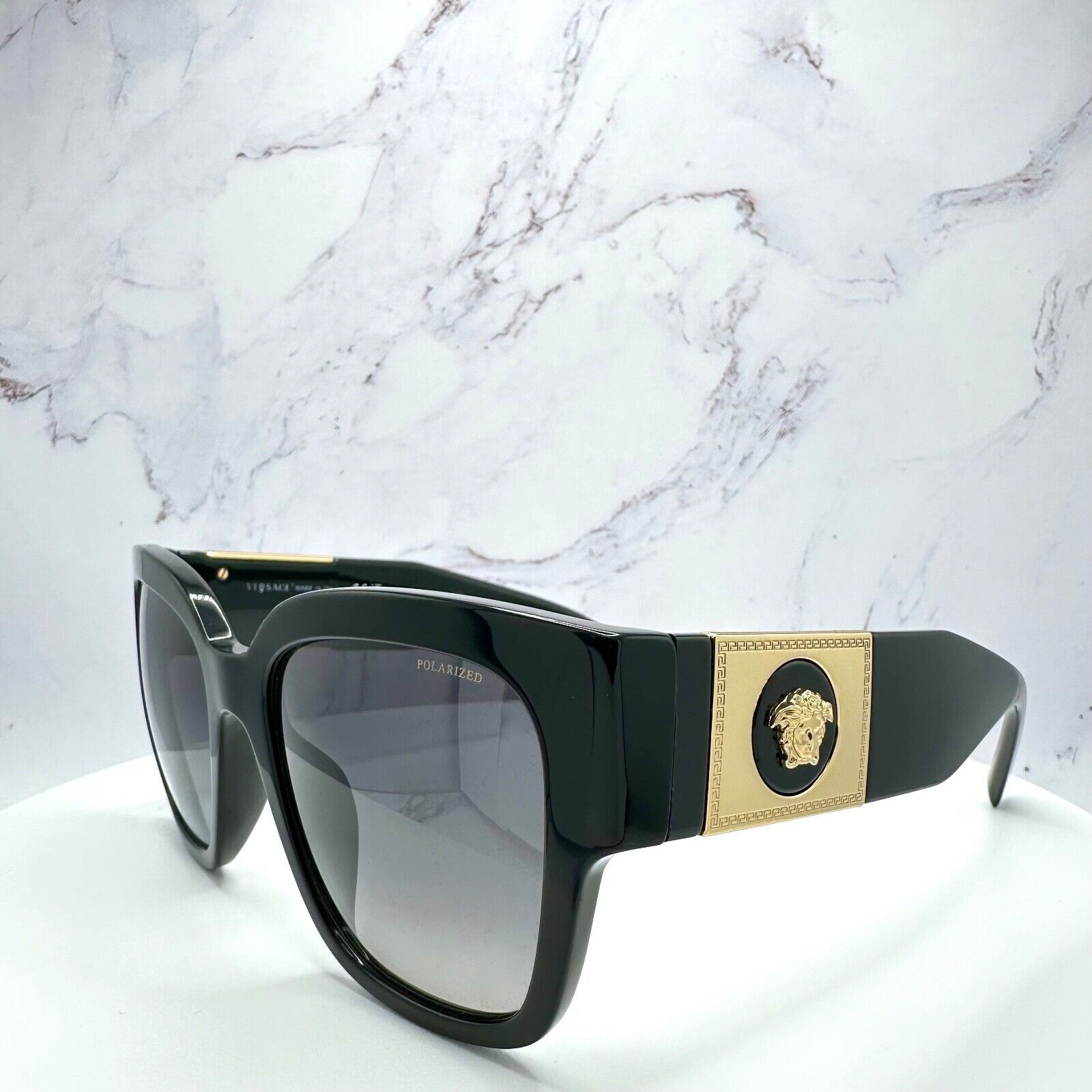 Versace New VERSACE Sunglasses Polarized Black Gold Medusa Square Size ONE SIZE - 9 Thumbnail
