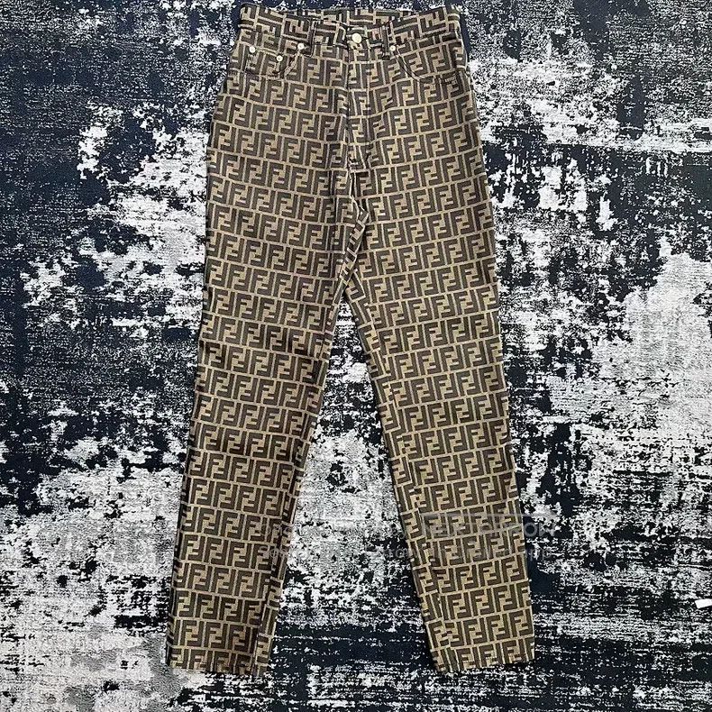 Fendi Fendi Brown FF Monogram Logo Pocket Straight Leg Jeans Size US 31 - 1 Thumbnail