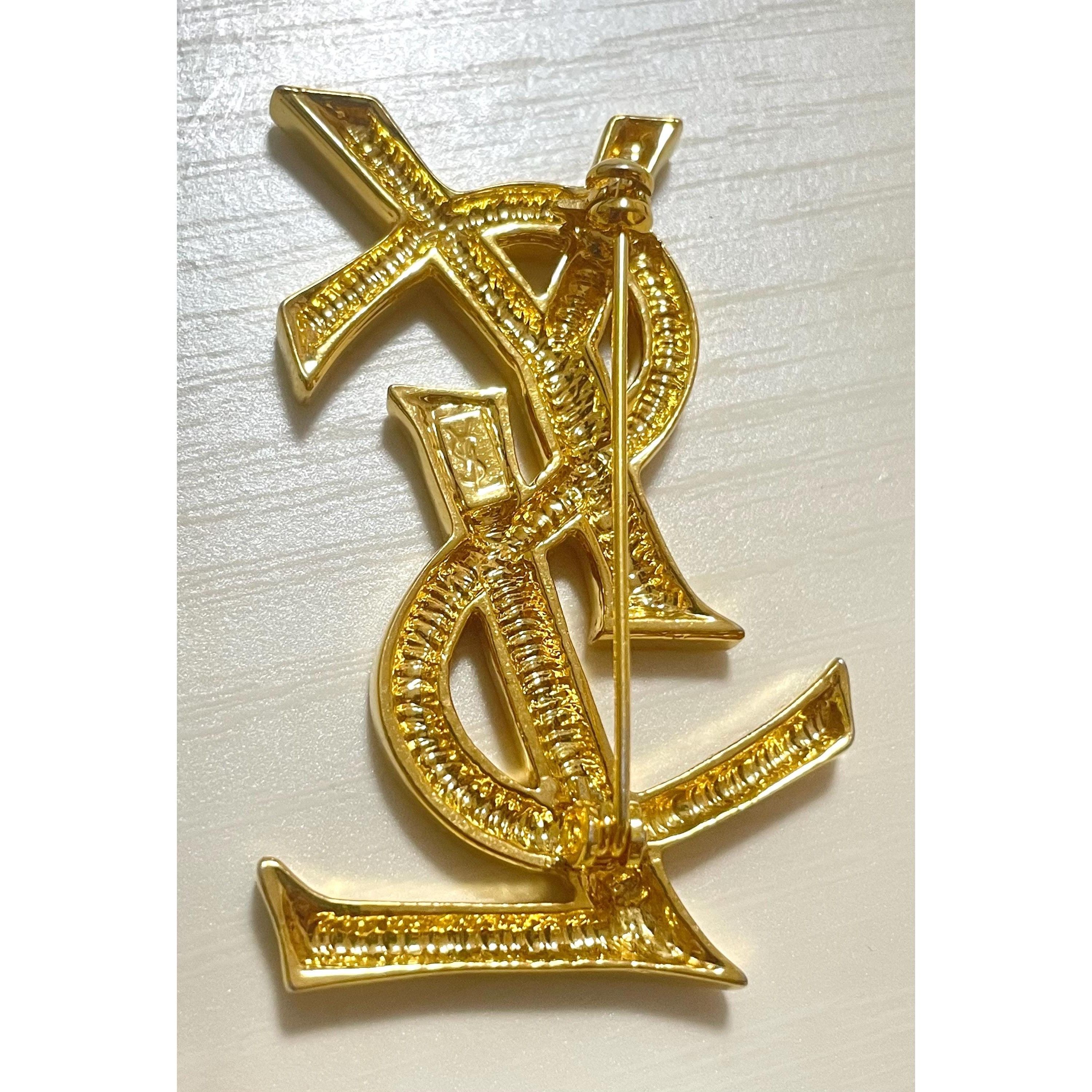 Yves Saint Laurent Vintage Yves Saint Laurent golden YSL logo brooch. Size ONE SIZE - 7 Thumbnail
