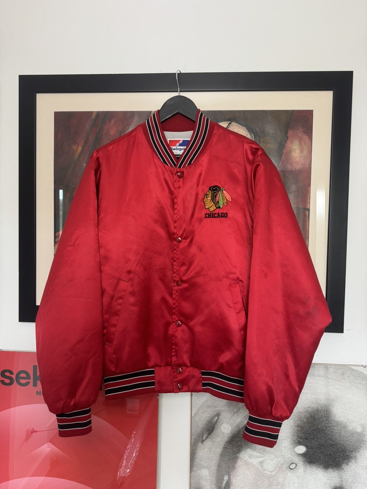 NHL Vintage 90s Chicago Blackhawks Bomber Jacket NHL Varsity Size US M / EU 48-50 / 2 - 1 Thumbnail