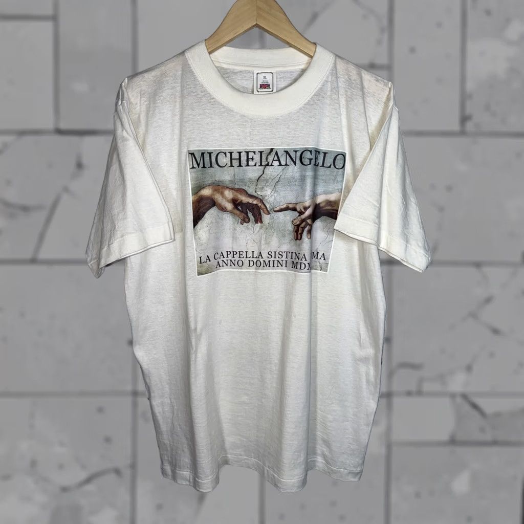 Vintage VINTAGE Royal Marines T-Shirt Mens XL White Art La Cappella Sistina Roma SINGLE STITCH Short Sleeve Size US XL / EU 56 / 4 - 1 Thumbnail