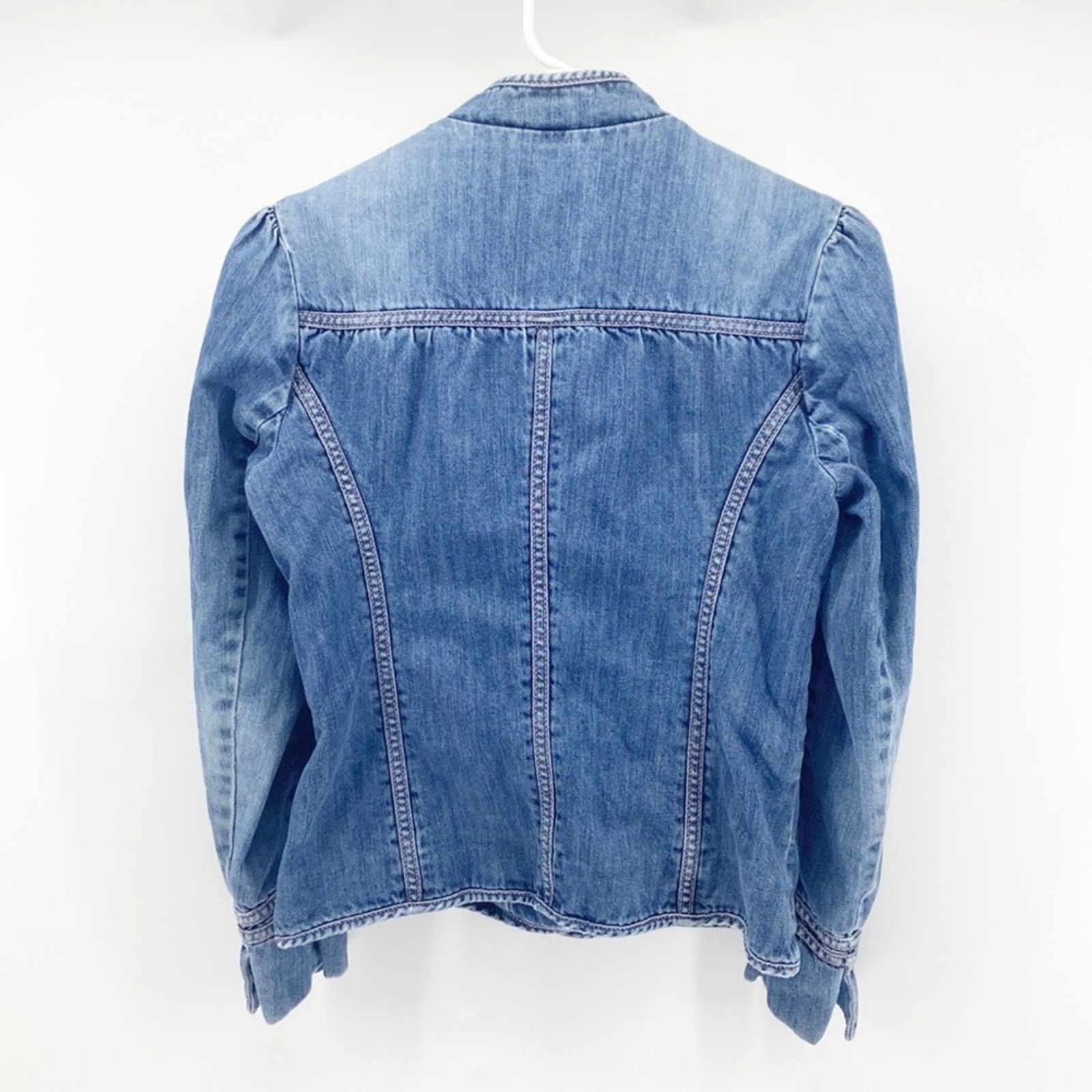 Gap Gap denim Jacket puff sleeve fitted 90s Y2K pink stitching S Size S / US 4 / IT 40 - 2 Thumbnail
