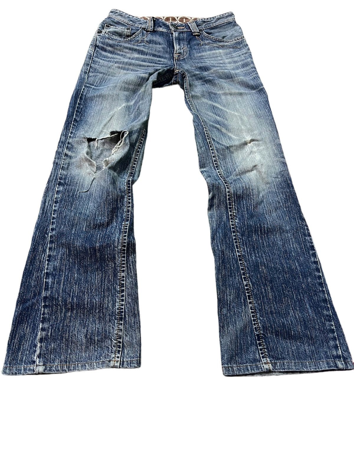 Image of Vintage Edwin Xv Distressed Flare Bootcut in Blue, Men's (Size 30)