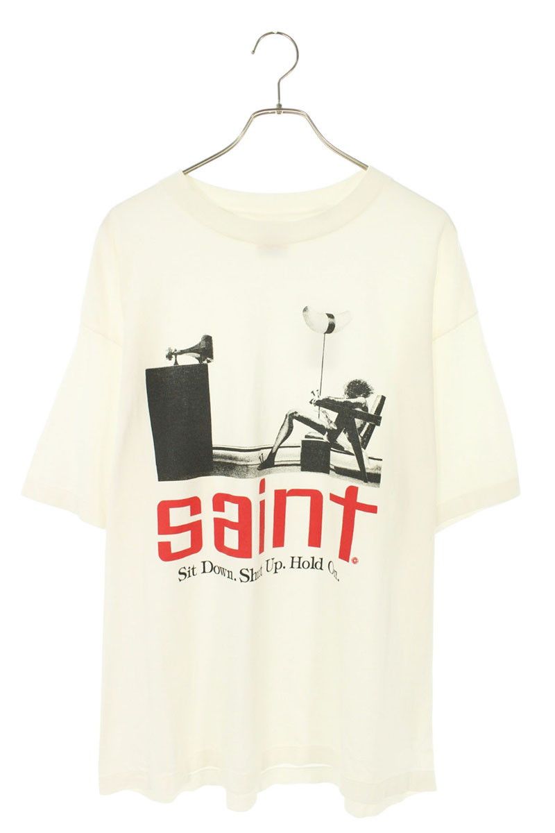 Saint Michael Saint Michael Ribon Saint T-shirt White/Blue | Grailed