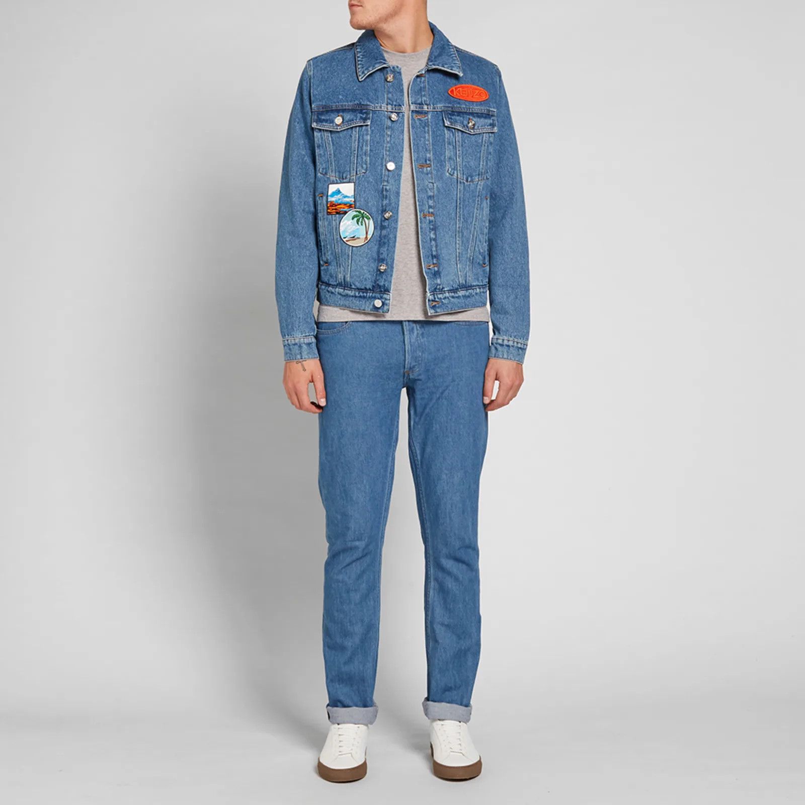Kenzo Kenzo Medium Wash Denim Jacket with Patches Size US M / EU 48-50 / 2 - 6 Thumbnail