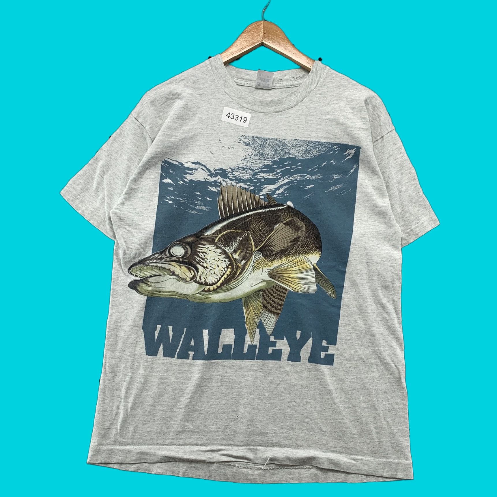 Fruit Of The Loom VINTAGE Fruit of the Loom Shirt Mens Large Gray 90s Walleye Fish Graphic Nature USA Mockup? Size US L / EU 52-54 / 3 - 1 Thumbnail