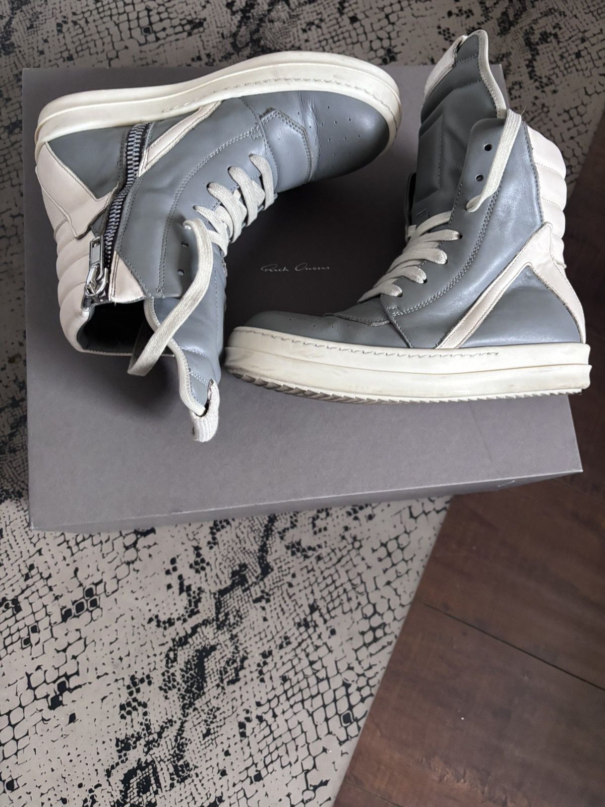 Rick Owens Gray Temple Geobasket Sneakers Size US 5 / EU 37 - 2 Thumbnail
