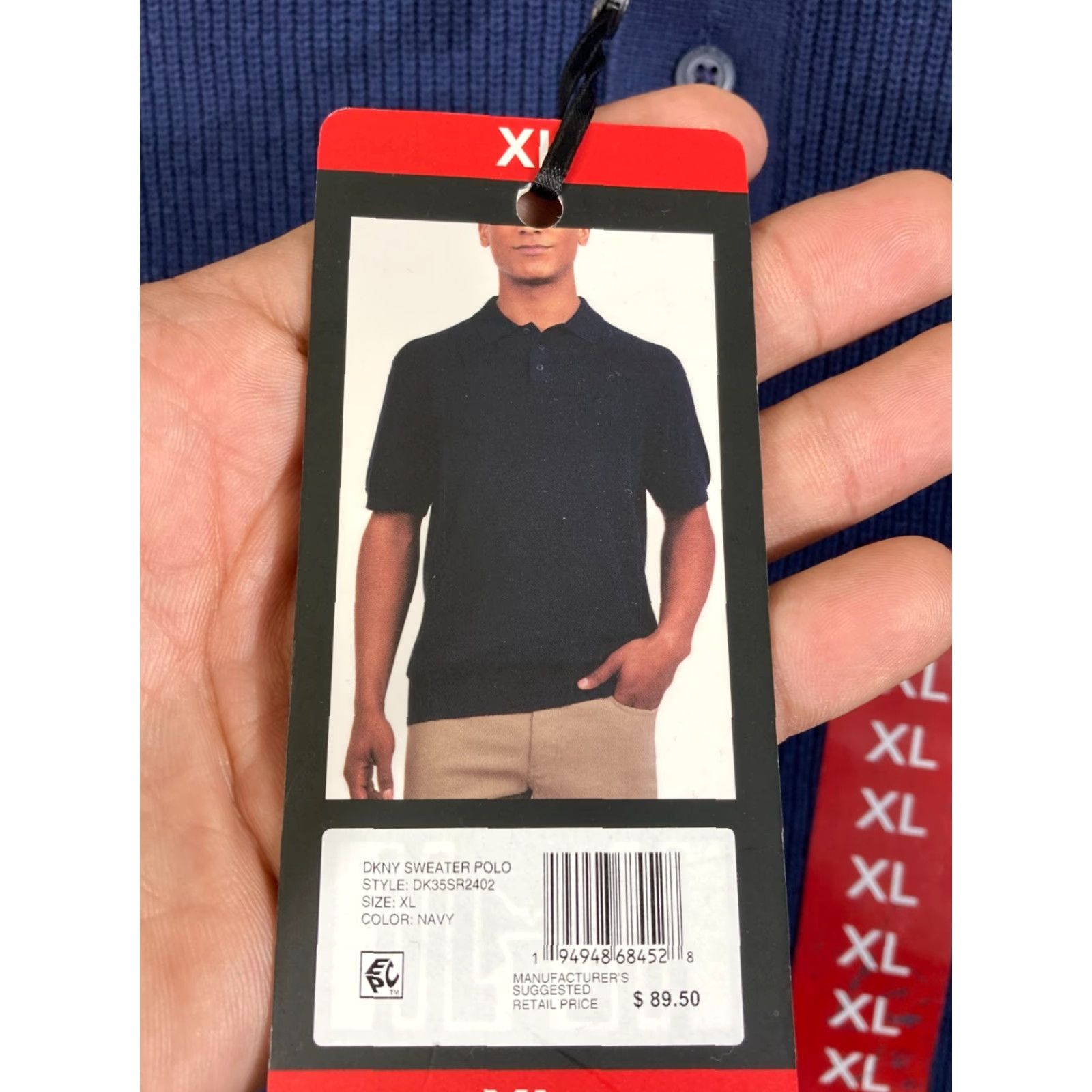 DKNY DKNY Polo Shirt Mens XL Blue 100% Cotton Short Sleeve Ribbed Knit NWT Size US XL / EU 56 / 4 - 5 Thumbnail